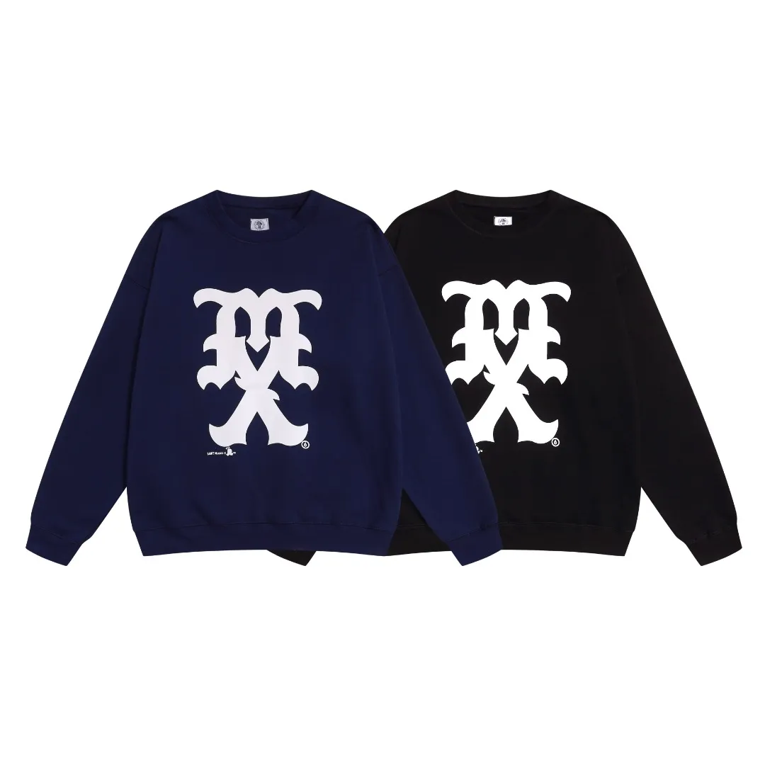 SAINT MICHAEL 25FO CREW SWEAT MX American retro velvet loose round neck sweatshirt Fabric: 420g Style number: SM610 Size: S-M-L-XL Color: black-blue Price: P190